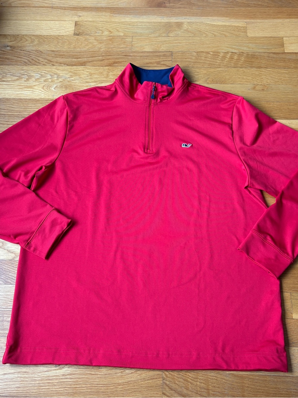 Vineyard Vines Performance Red w/ Navy Contrast Collar 1/4 Zip  Men’s L Golf NWT